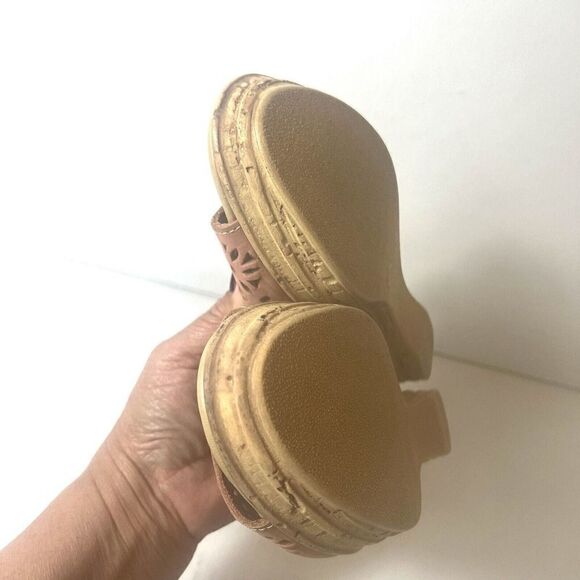 Spring Step Sandals Women's EU 40 US 9.5 Wedge Blush Cutout Leather Slip On Mule - Picture 10 of 11